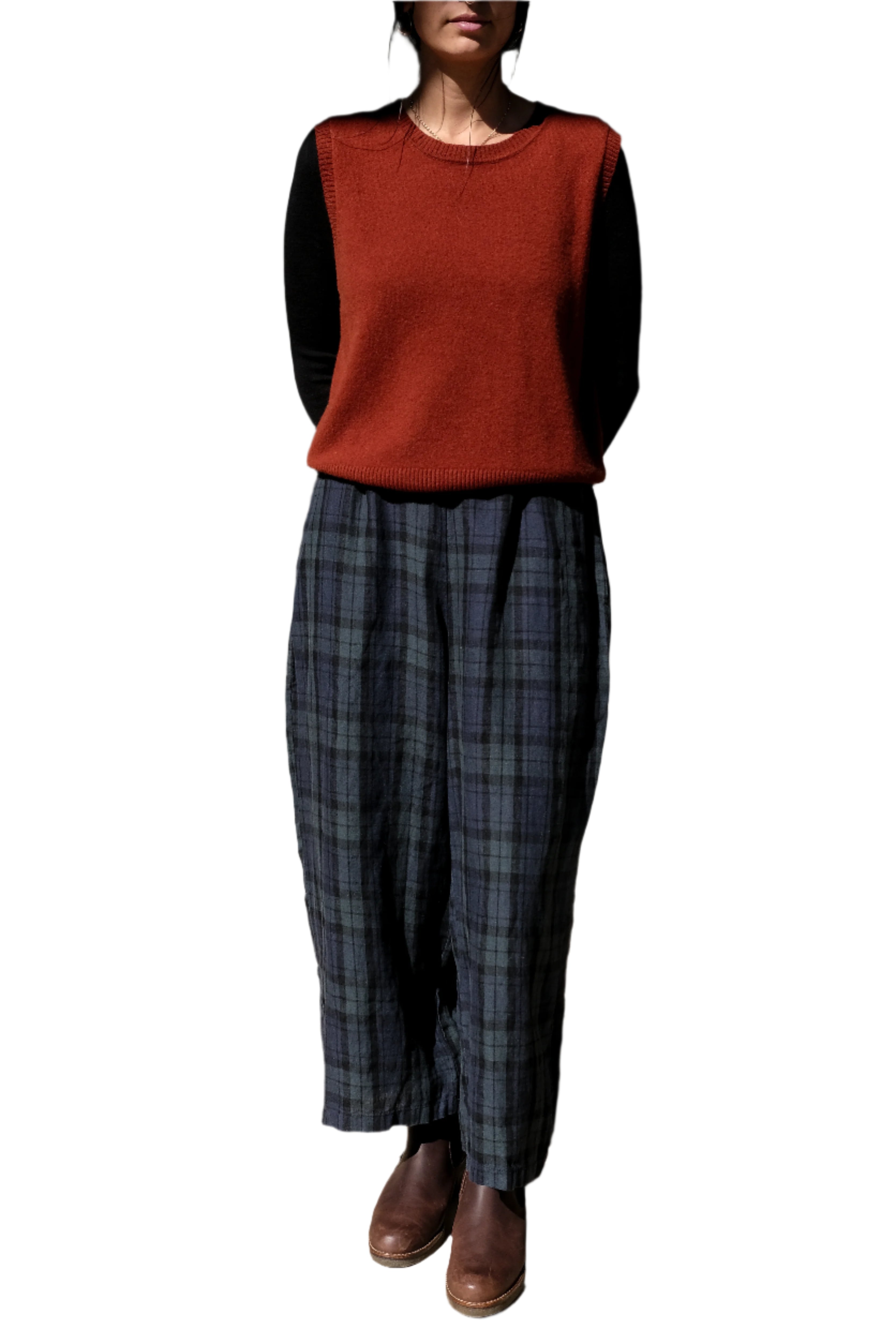 Ines French Linen Tartan Pants