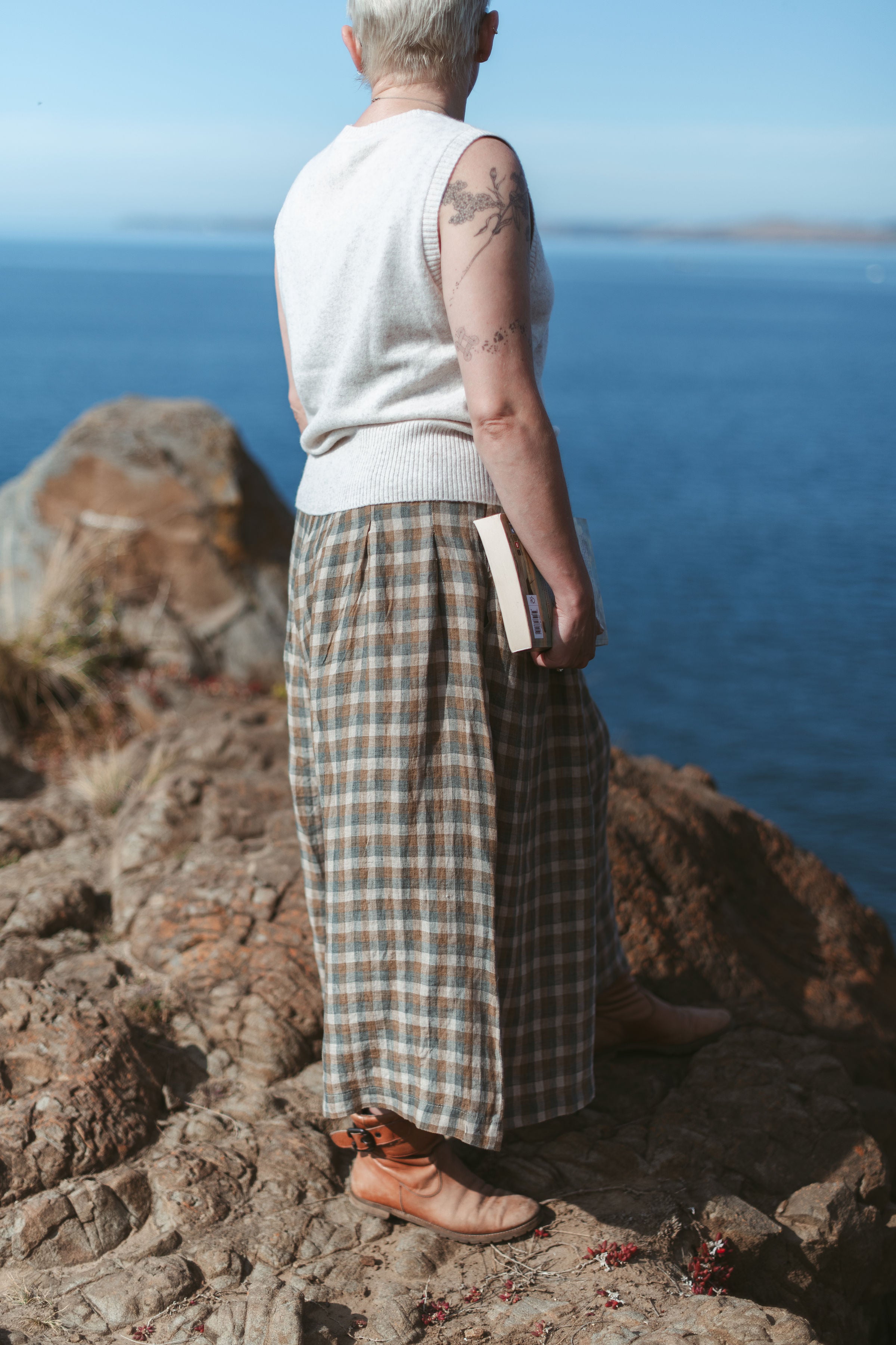 Montaigne Ingride French Linen Check Culottes Brown4