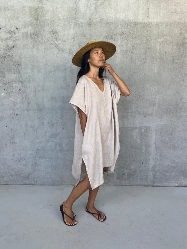 Montaigne Jacqueline Linen Kaftan Natural3