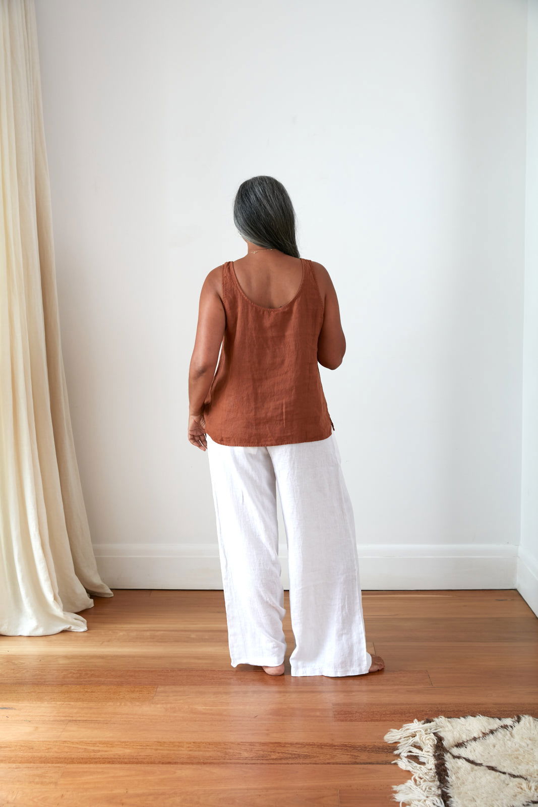 Montaigne Jolie Linen Singlet Top Rust3