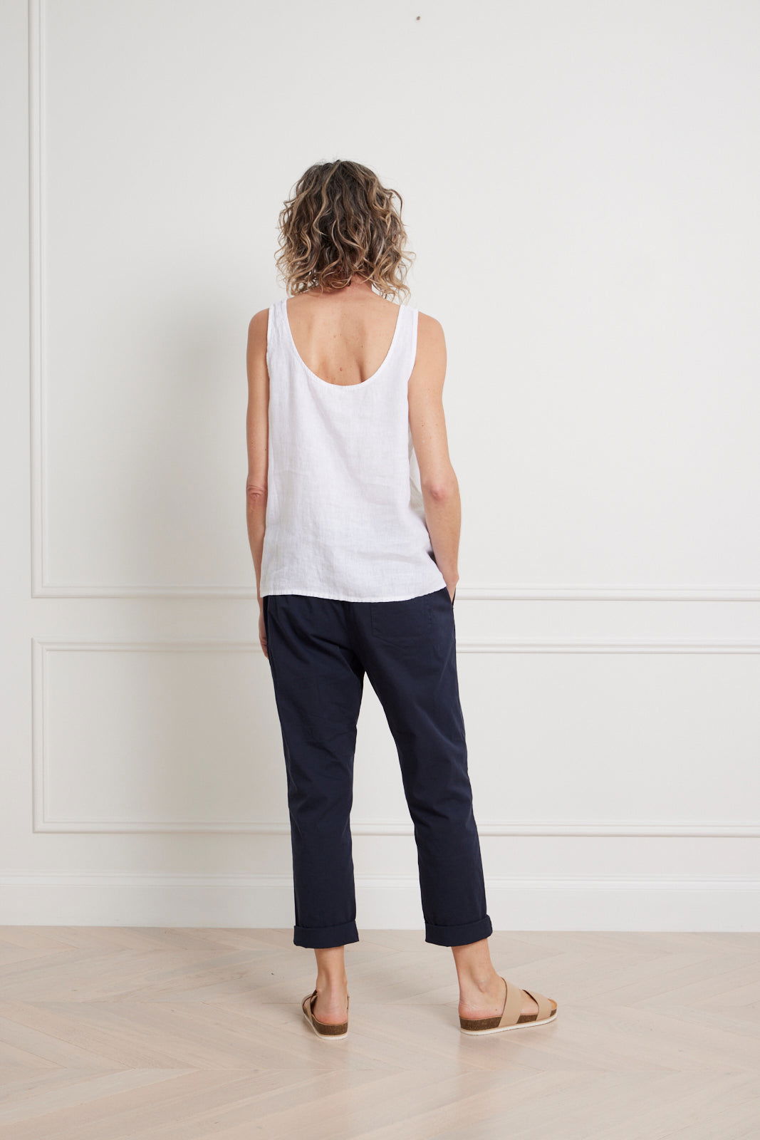 Montaigne Jolie Linen Singlet Top White2