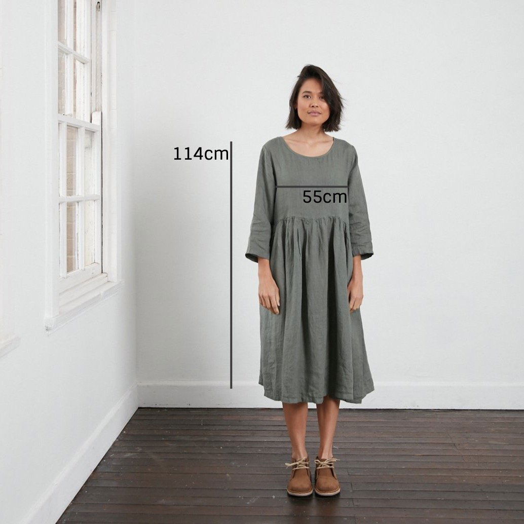 Montaigne Journee Baggy Linen Dress Khaki4