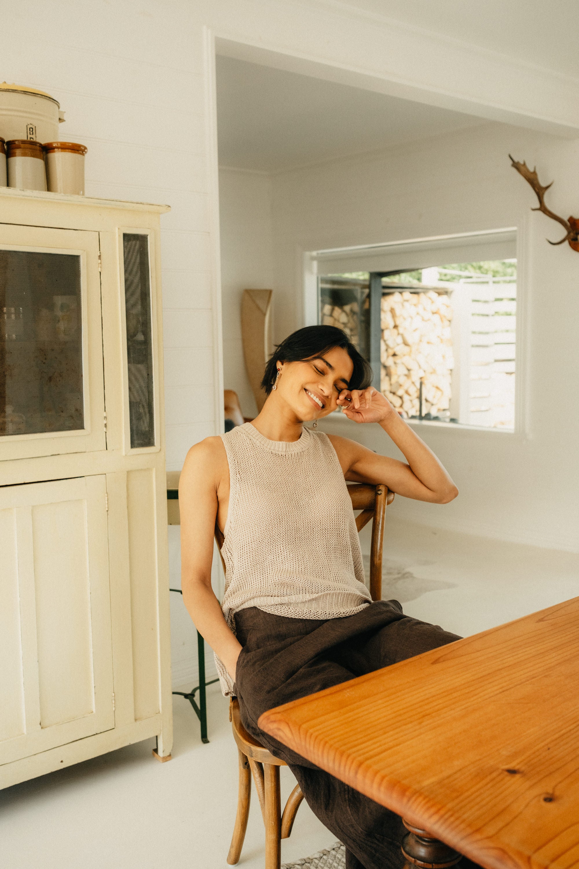 Montaigne Knitted Linen Singlet Natural6