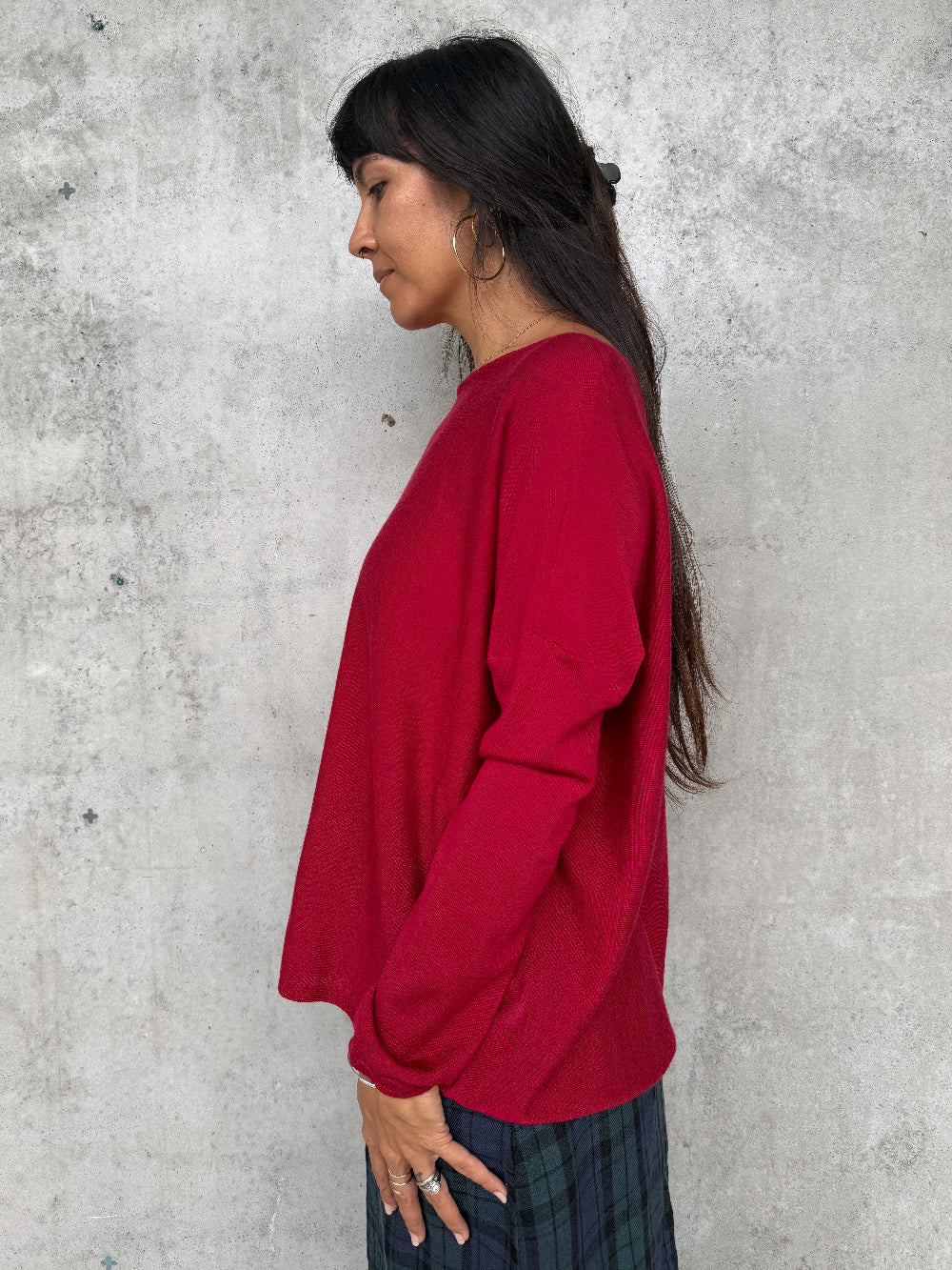 Montaigne Laurant 100% Australian Merino Superfine Loose Summer Knit Red