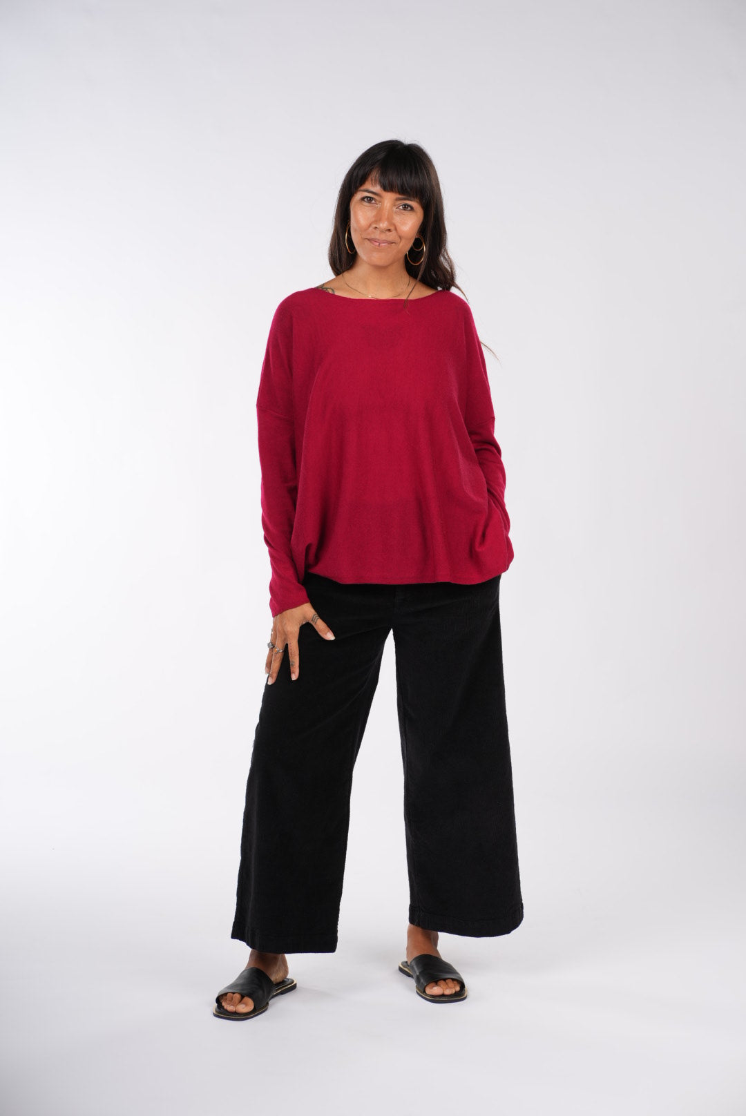 Montaigne Laurant 100% Australian Merino Superfine Loose Summer Knit Red3