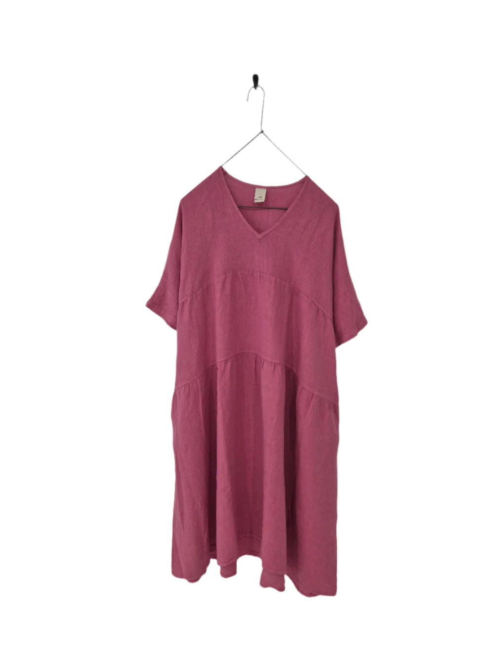 Montaigne Louloute Linen Smock Dress with Pockets Rasberry