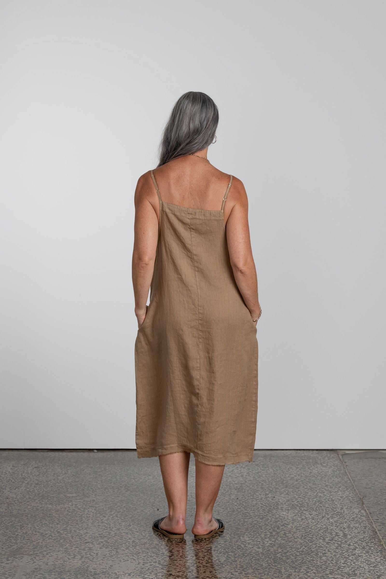 Montaigne Lourdes Linen Singlet Dress Ocre2
