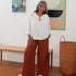 Montaigne Marais Linen Top with Tie Detail White