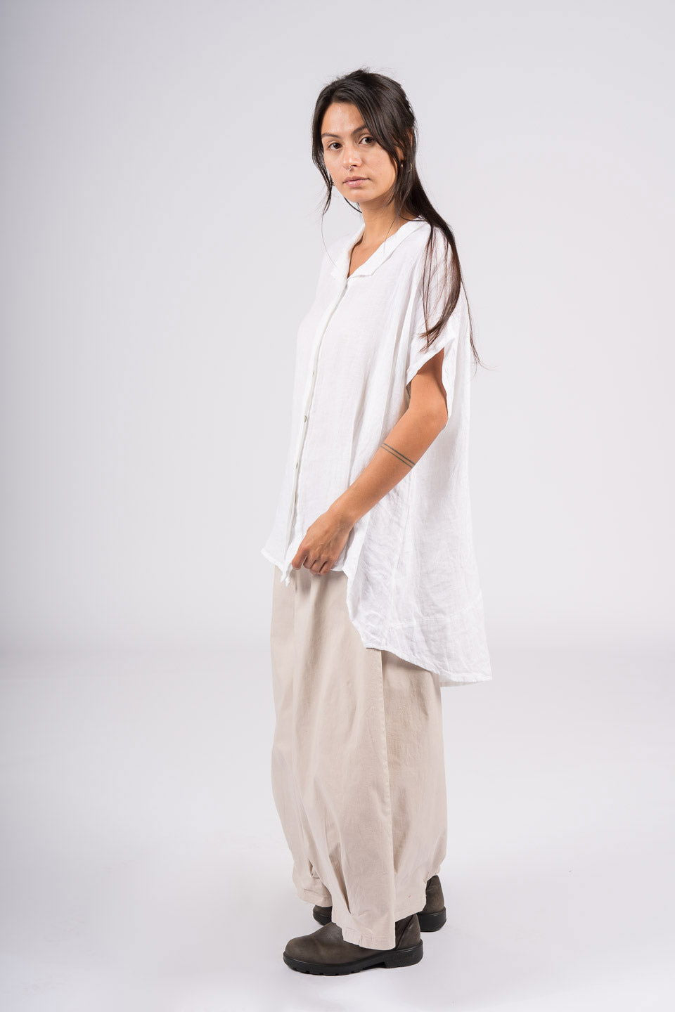 Montaigne Marcella Linen Button Up Shirt White1