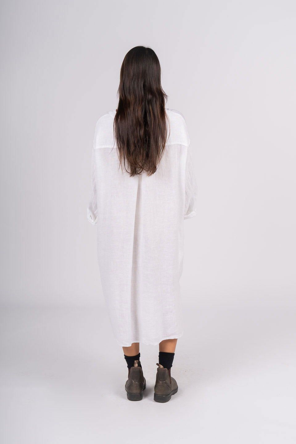 Montaigne Marion Linen Button-Up Dress White1