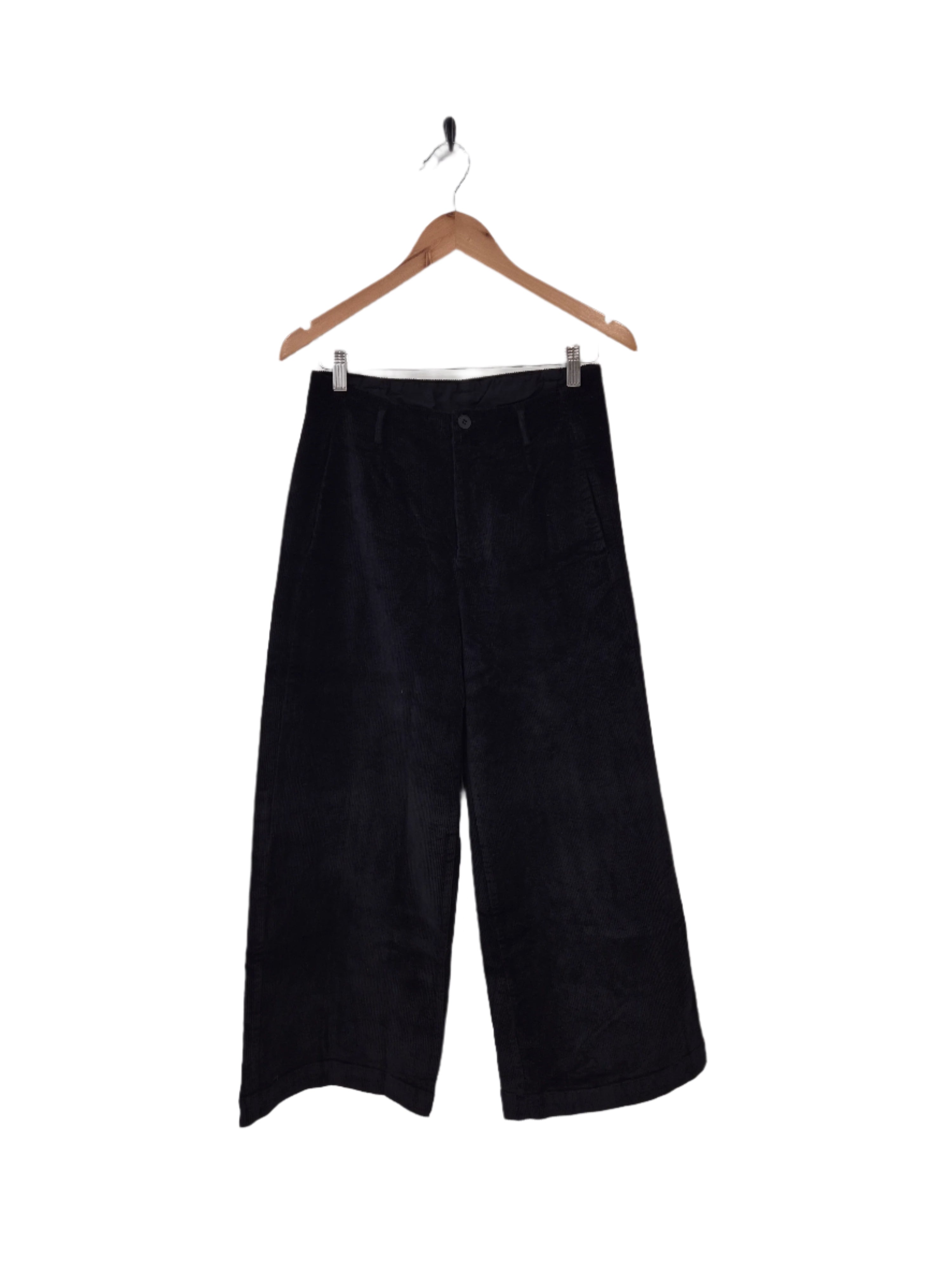 Montaigne Rene Corduroy Cotton Wide Leg Pants Black2