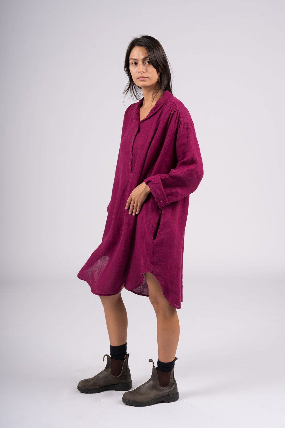 Montaigne Riviera Long Sleeve Linen Shirt Orchid2