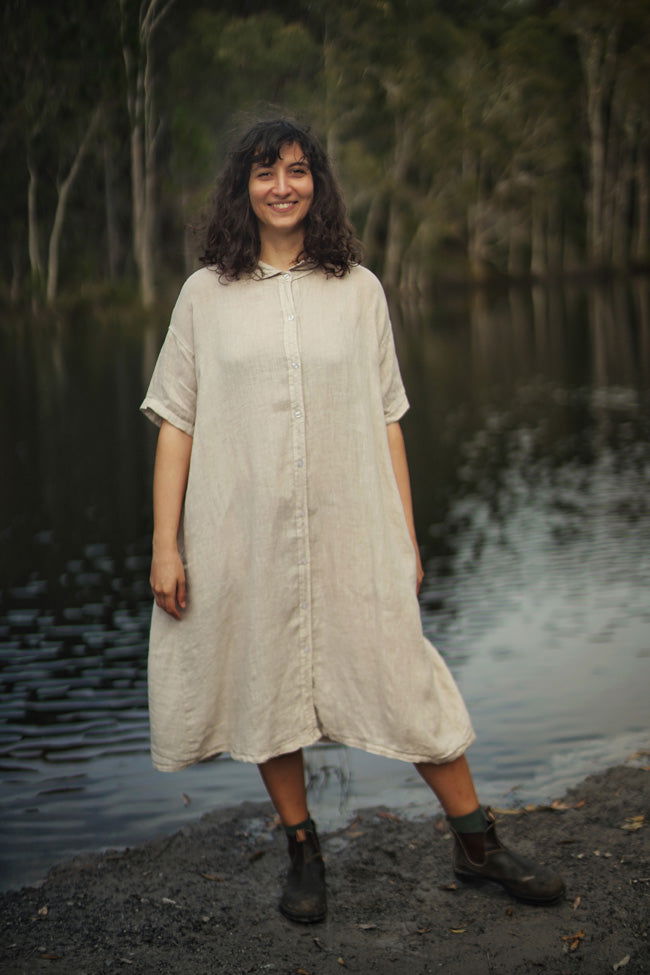 Montaigne Salomé Classic Linen Shirt Dress Natural