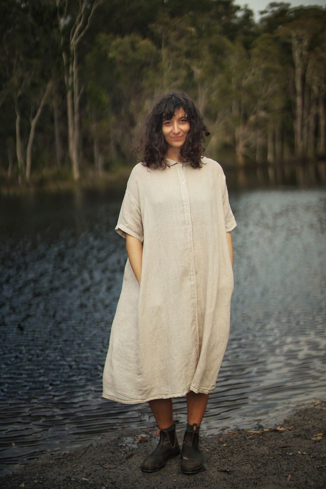 Montaigne Salomé Classic Linen Shirt Dress Natural1