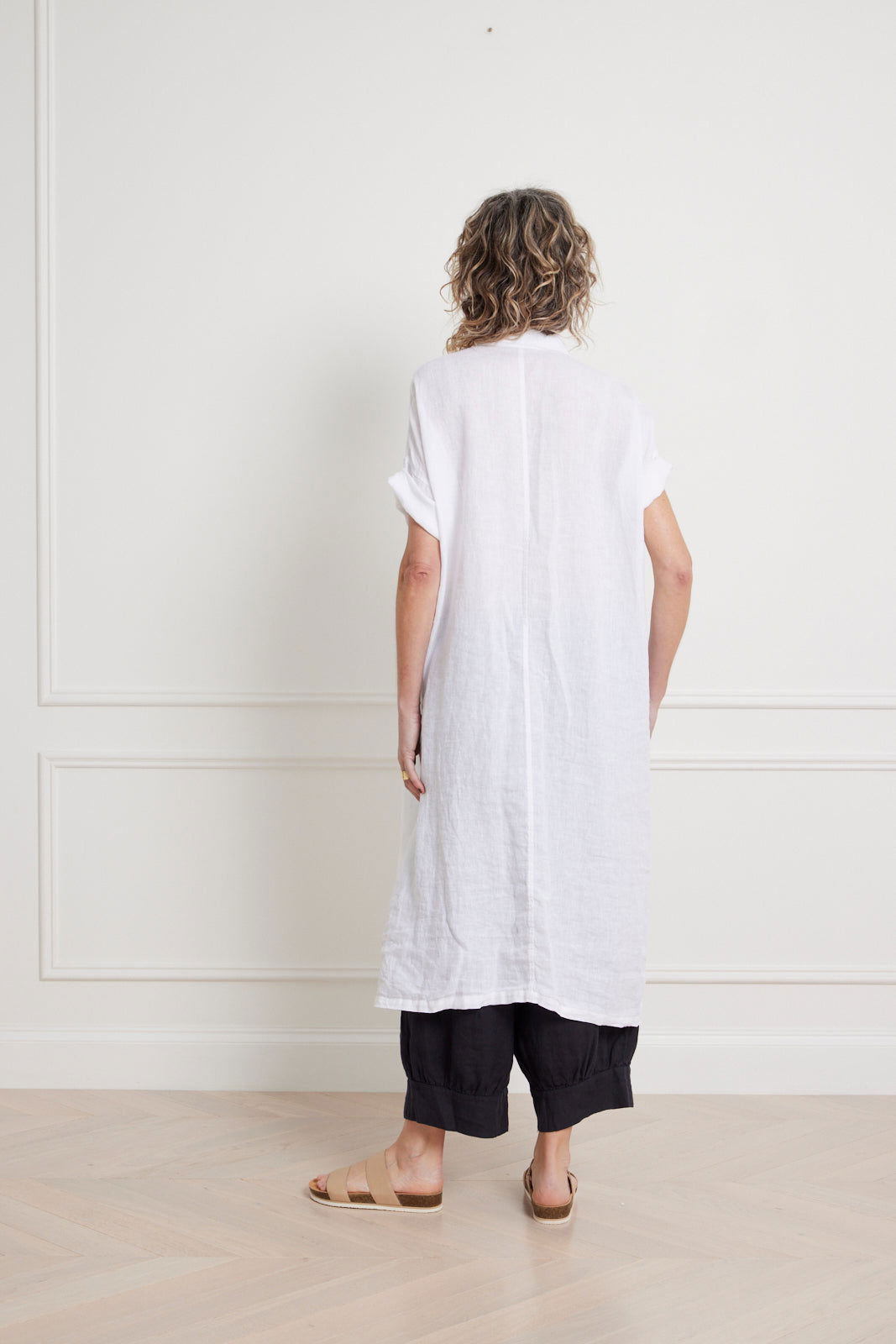 Montaigne Salomé Classic Linen Shirt Dress White2
