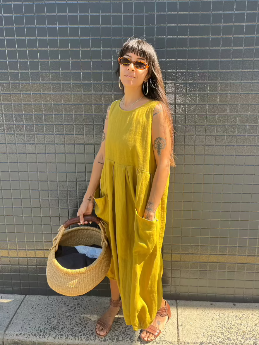 Montaigne Sartène Linen Summer Dress Senape