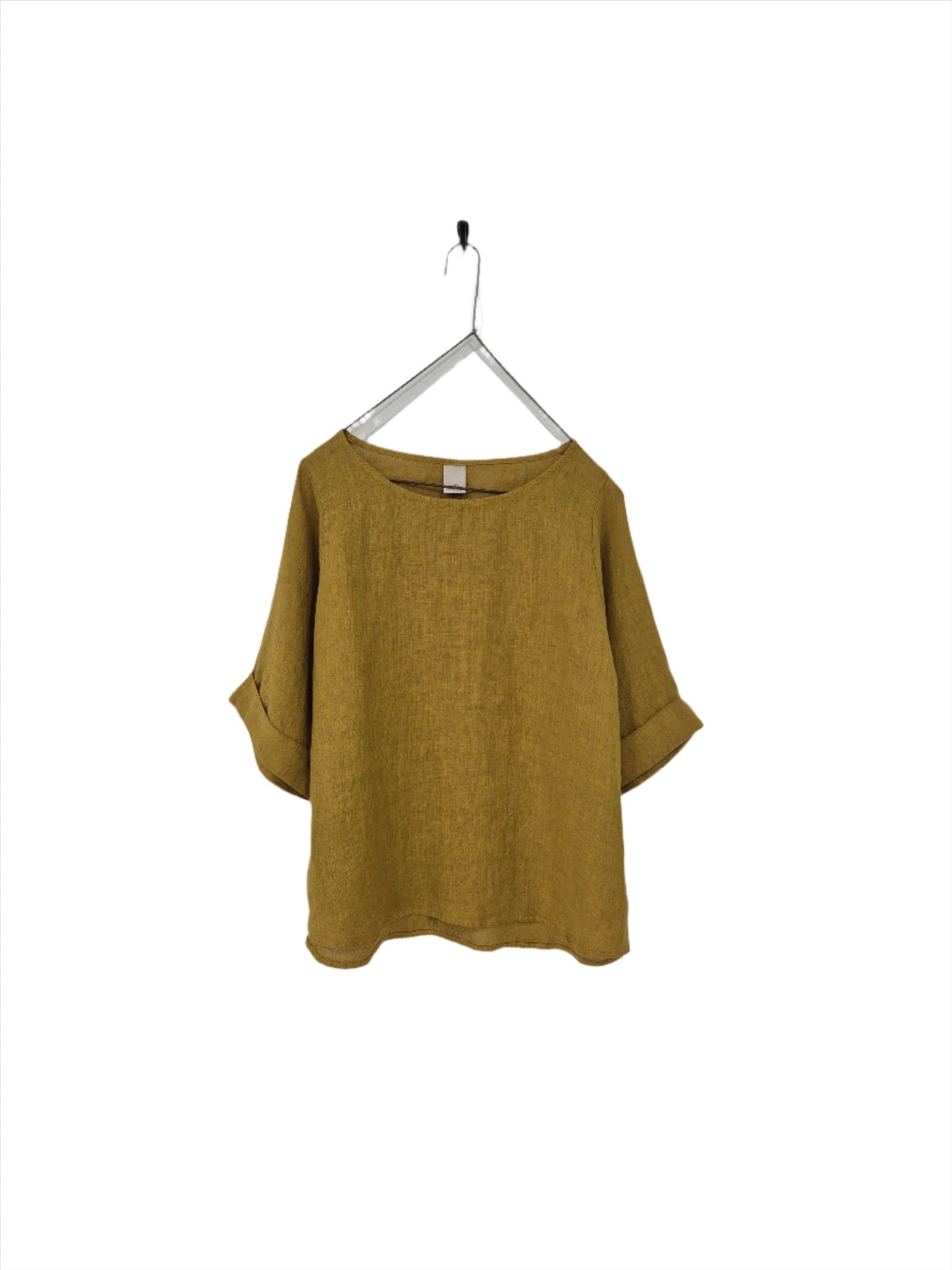 Montaigne Sérénité (Curved Hemline) Linen Top Senape