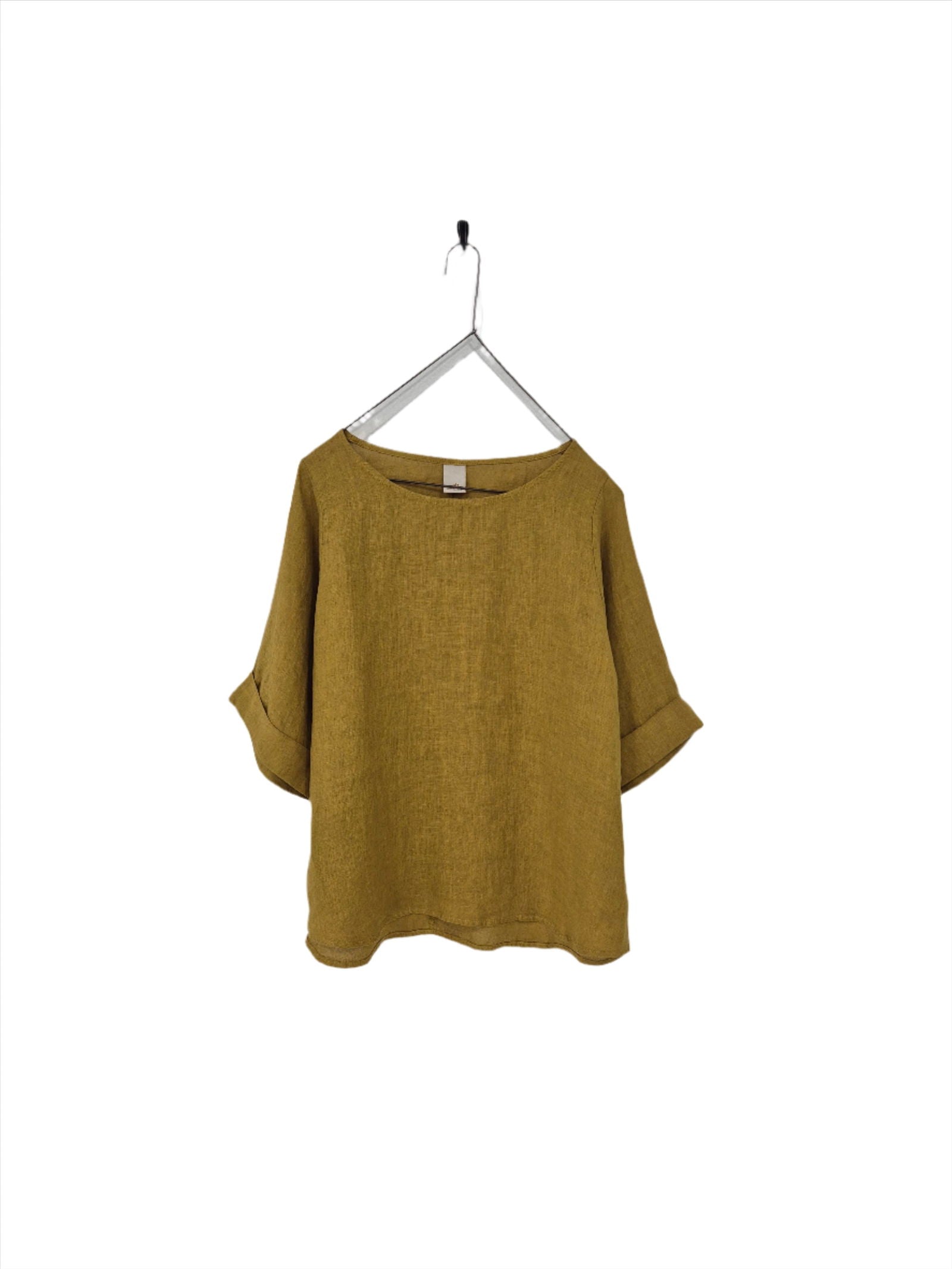 Montaigne Sérénité (Curved Hemline) Linen Top Senape
