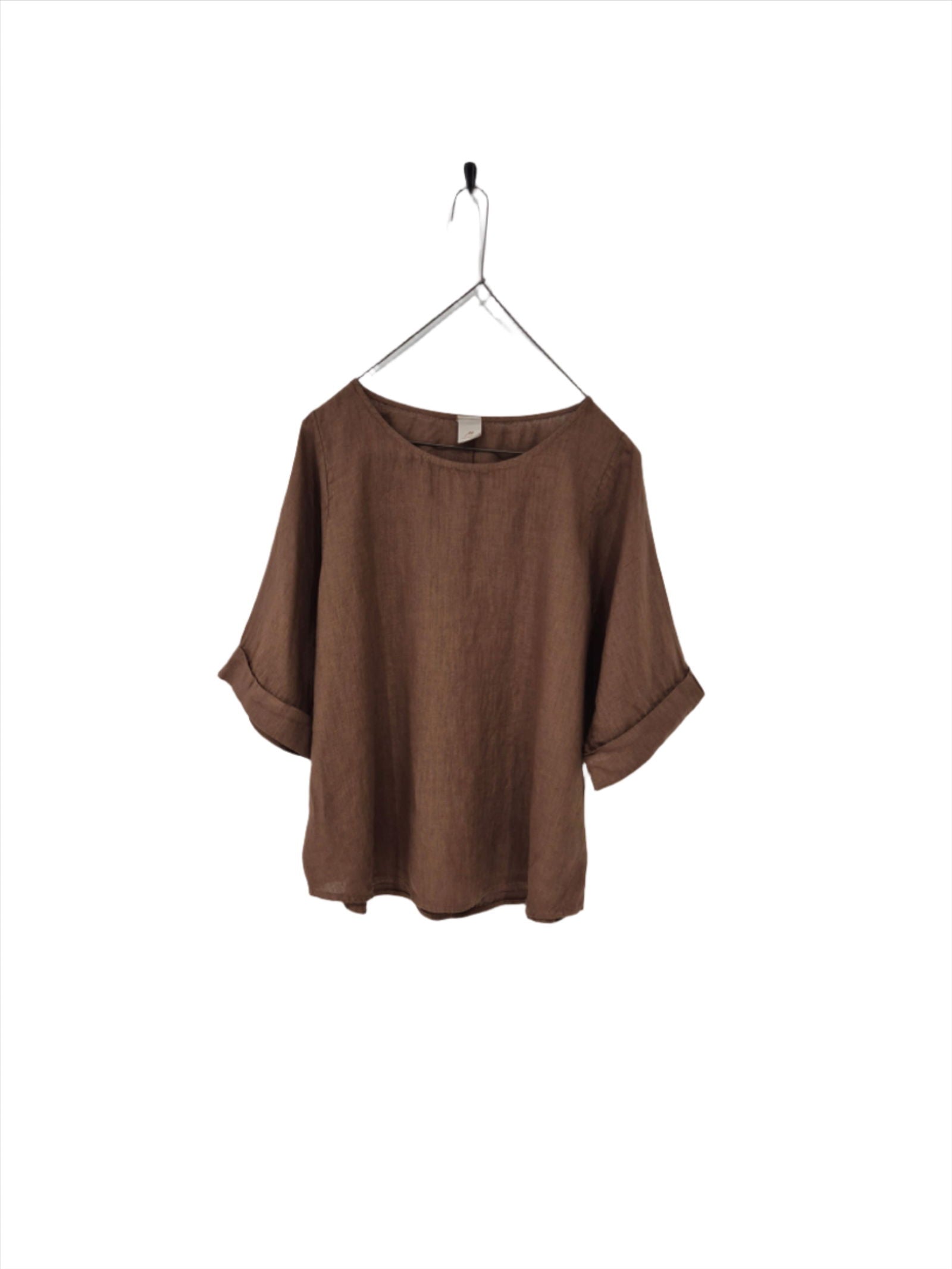 Montaigne Sérénité (Curved Hemline) Linen Top Tobacco