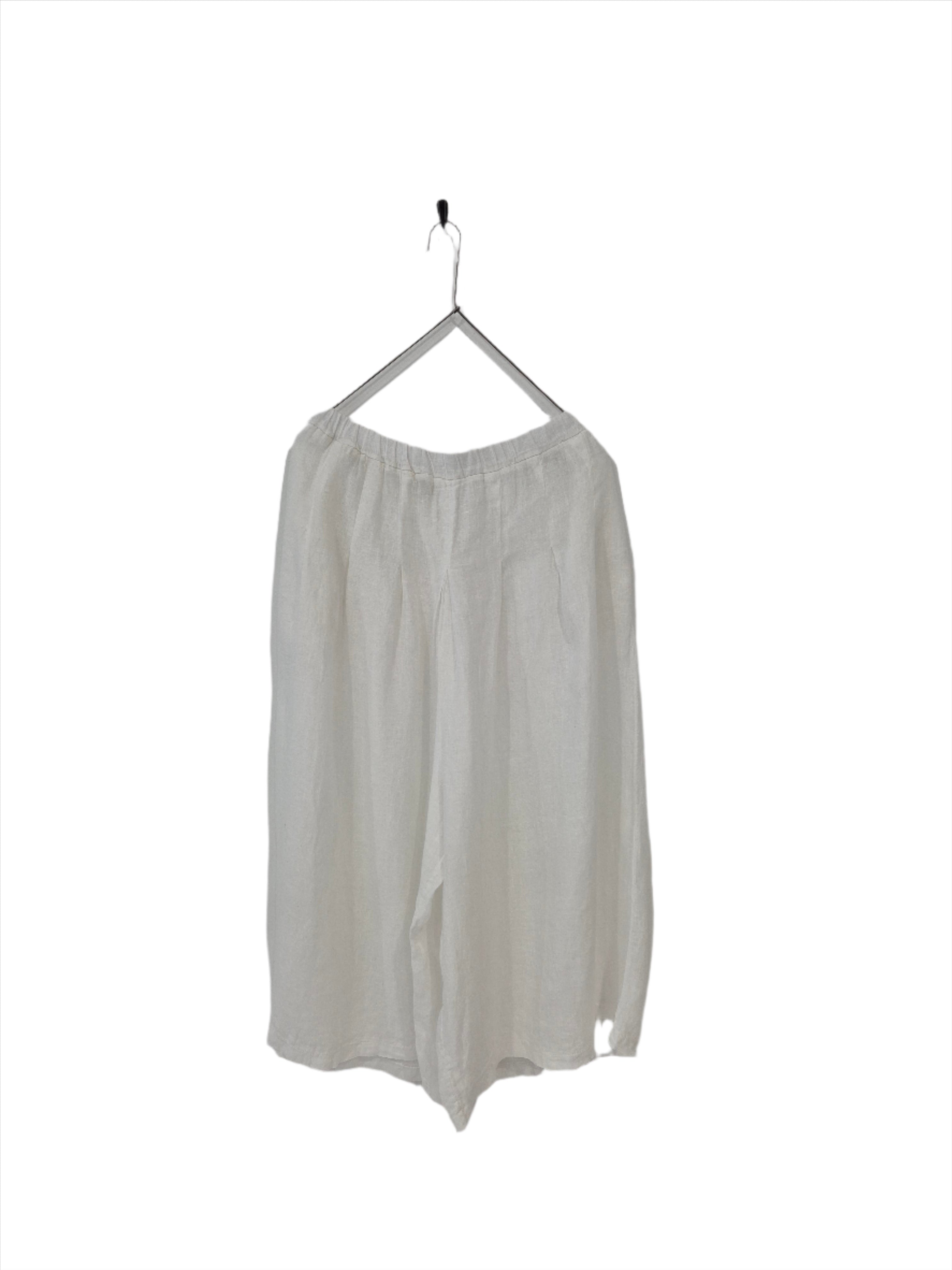 Montaigne Solid Linen Culottes White
