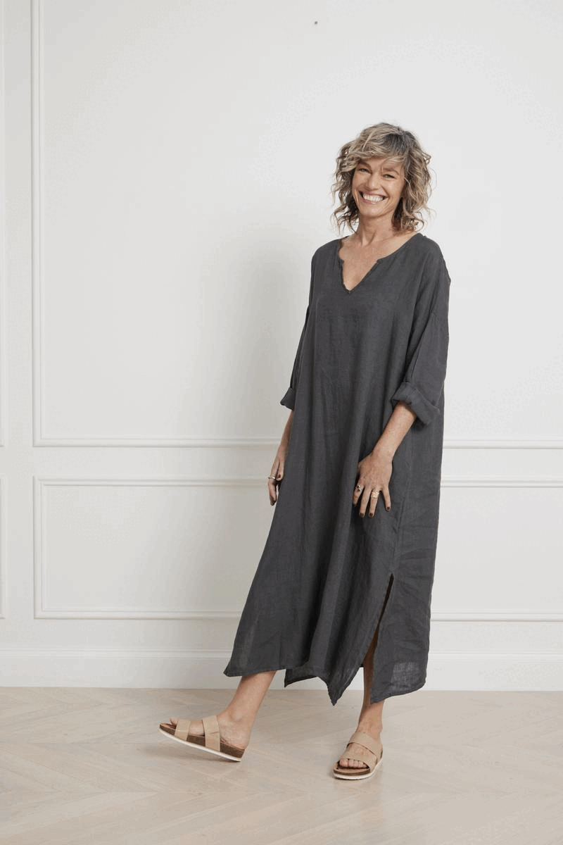 Montaigne Sophie Linen Kaftan Dress Petrol