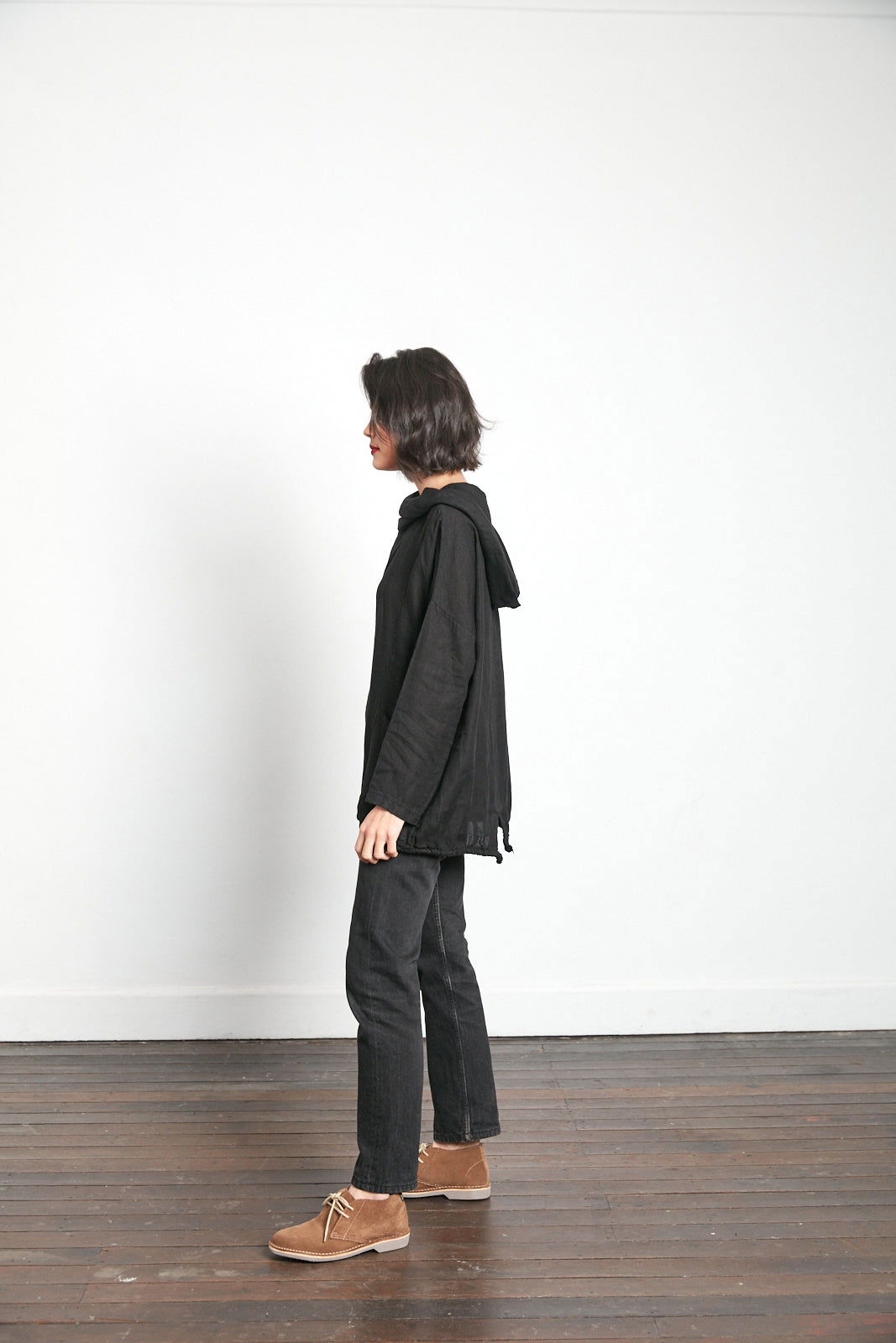 Montaigne Throw Over Hooded Jacket Black3