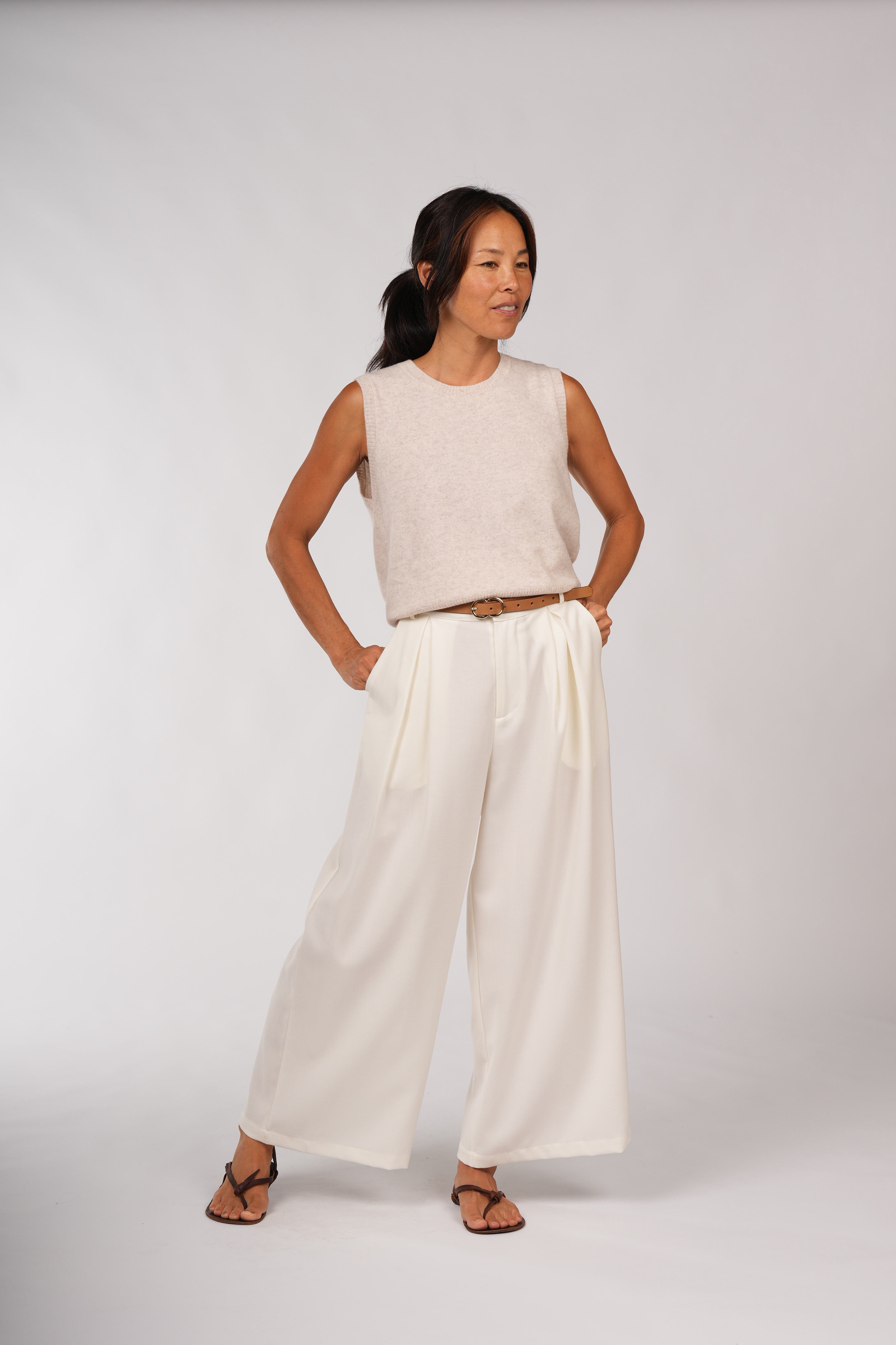 Montaigne Wool Tailored Trouser Pant Cream1