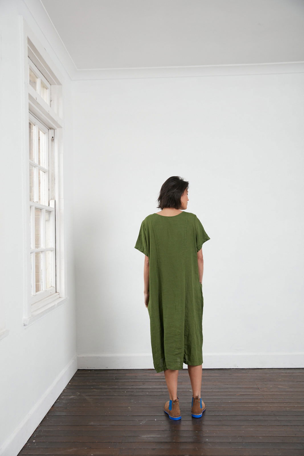 Montaigne Zuri Linen Pocket Dress Forest Green2