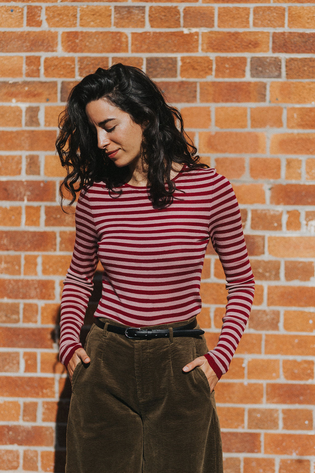 Women’s 100% Australian Merino Wool Knit Spencer in Stripe
