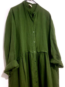 Chaton buttonfront linen coat dress