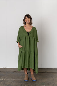 Marche linen dress with front tie