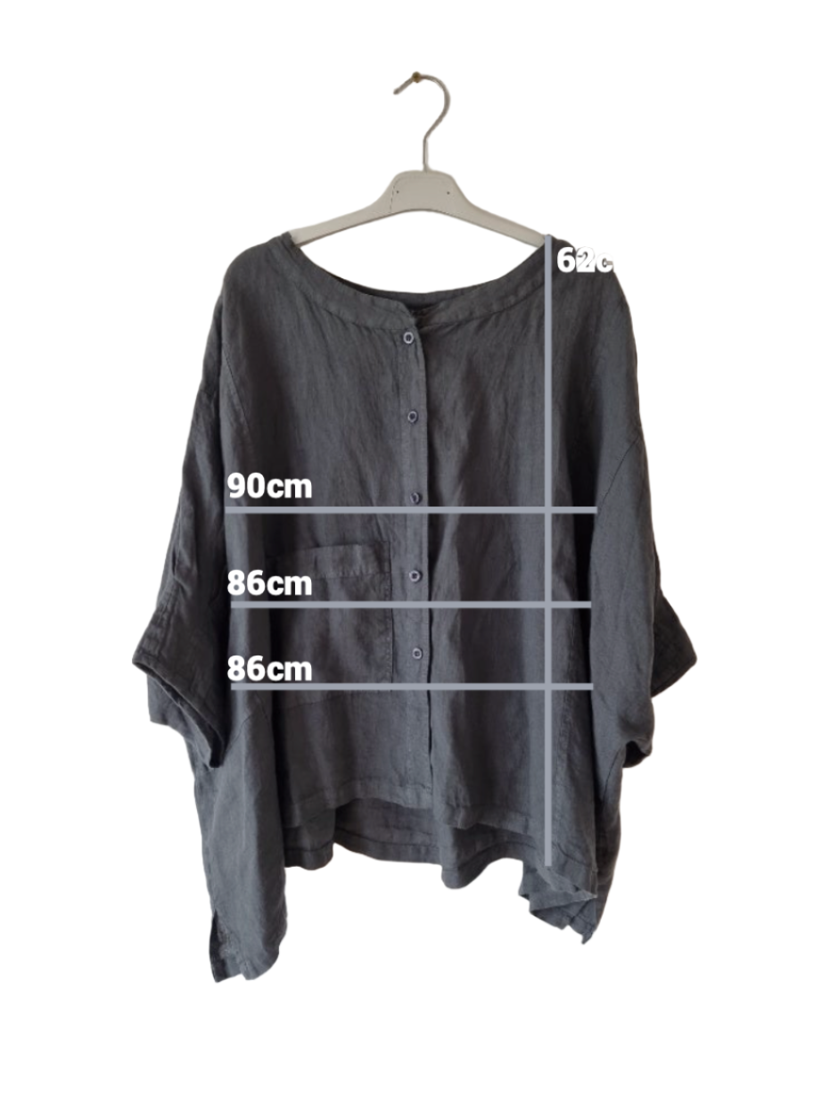 montaigne Agathe Short Sleeve Linen Top Petrol2