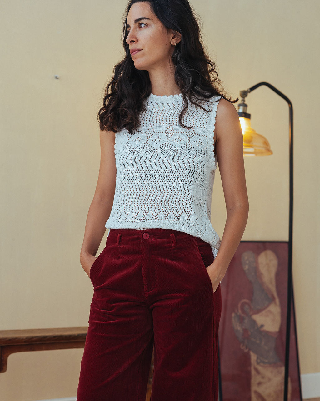 Rene Corduroy Cotton Wide Leg Pants