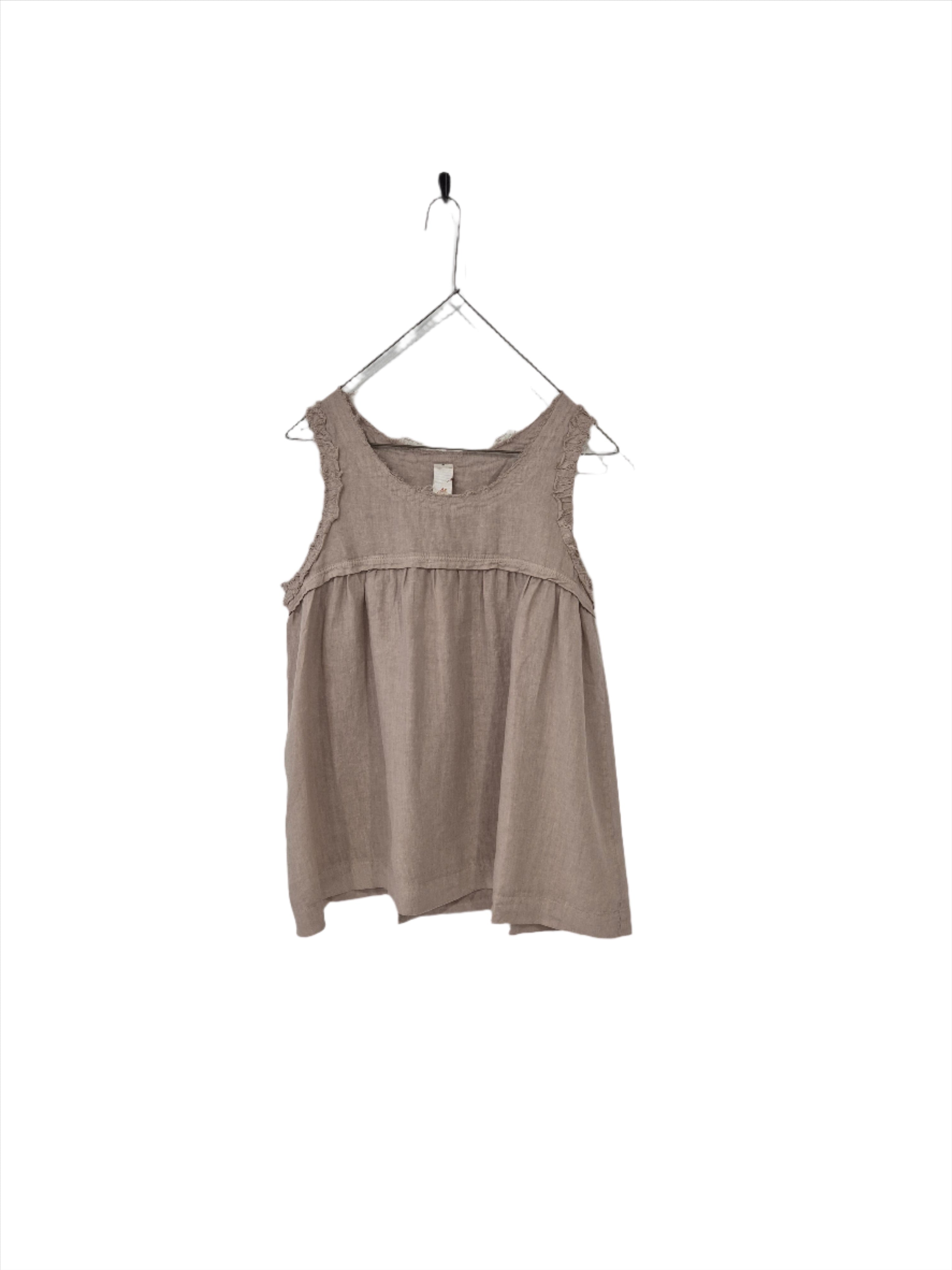 Pur Frayed Singlet Top in Linen