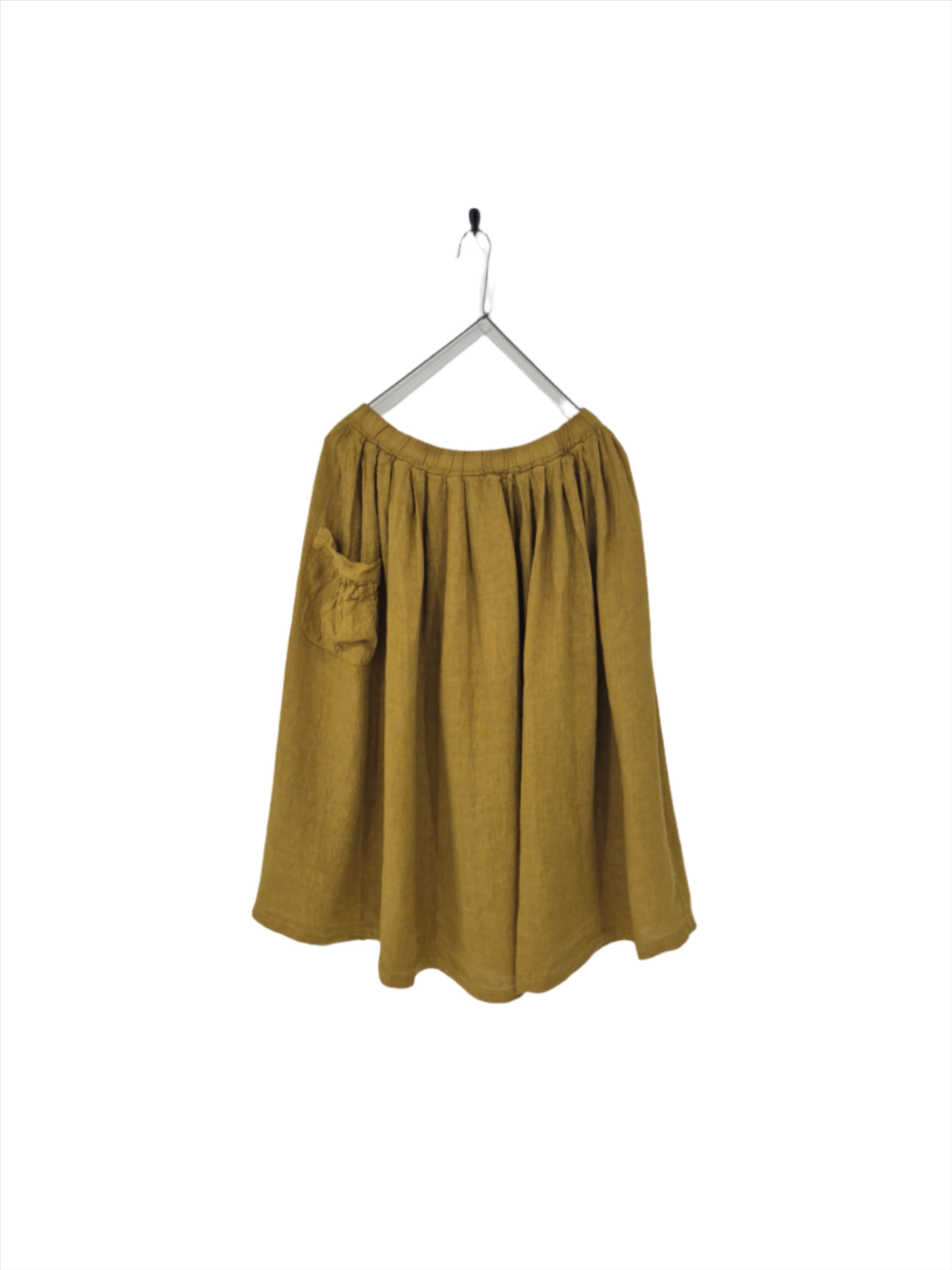 Transeasonal Linen Skirt with Front Pocket