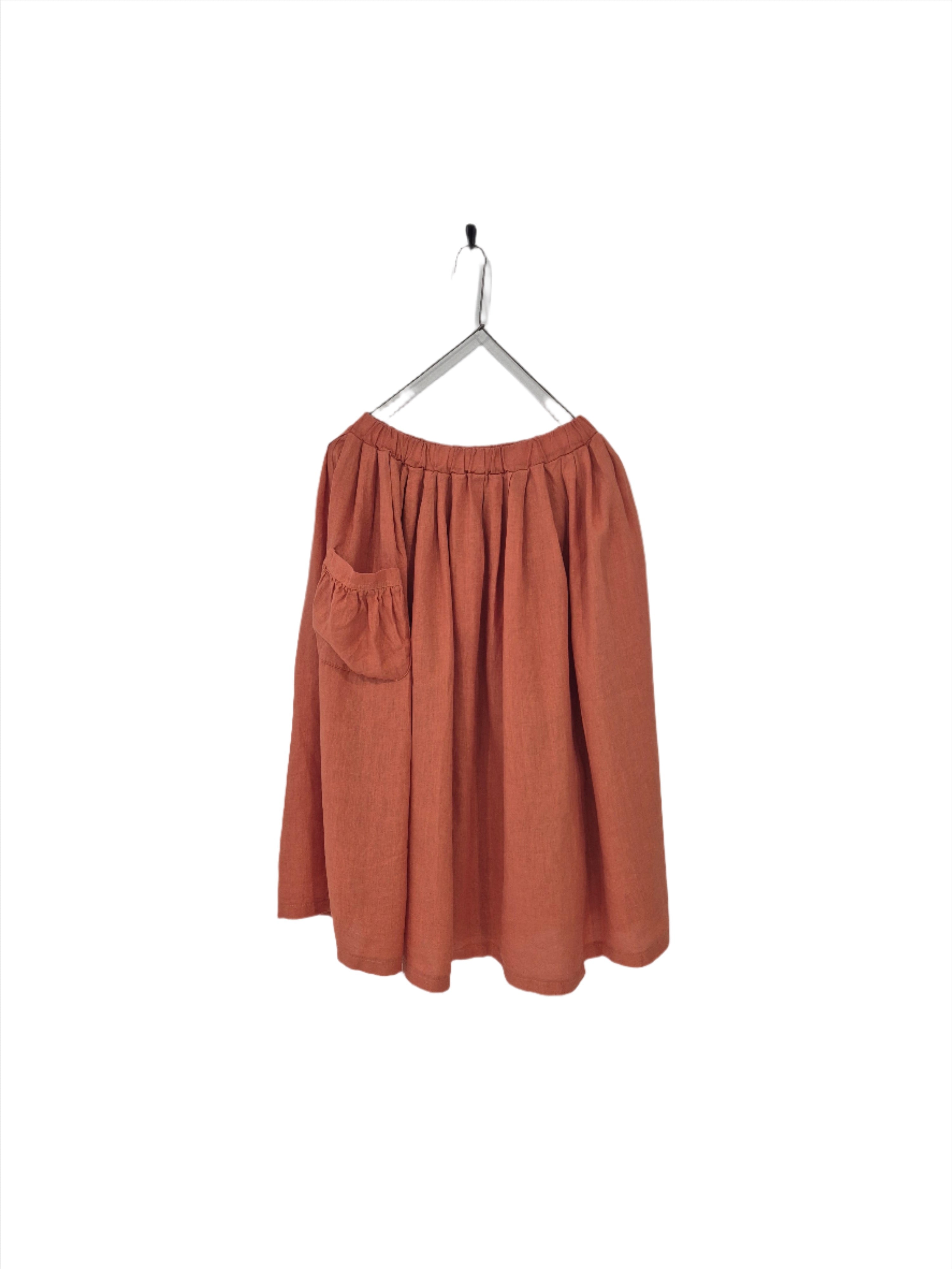 Transeasonal Linen Skirt with Front Pocket