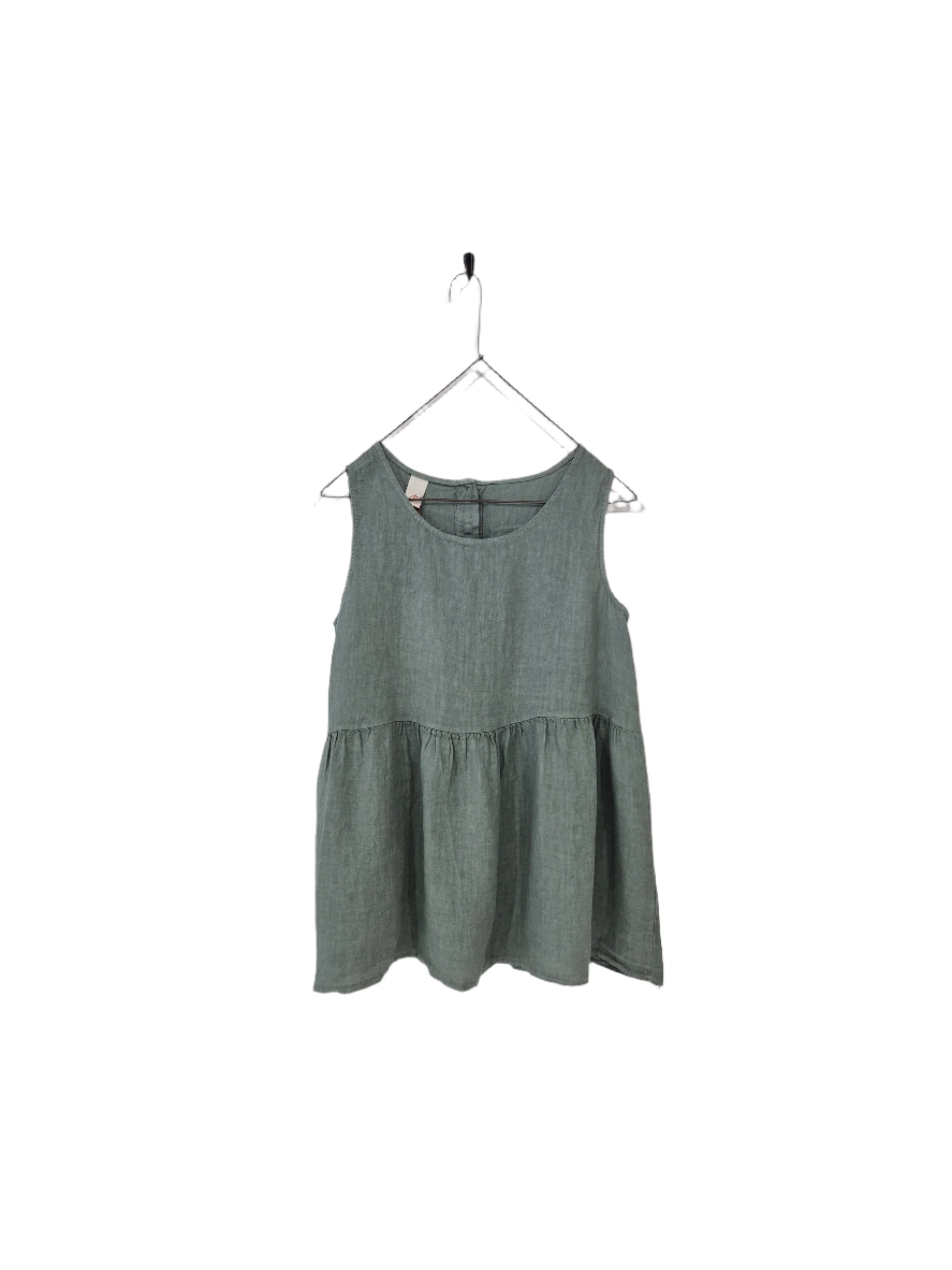 Linen Singlet Top with Buttons Down the Back