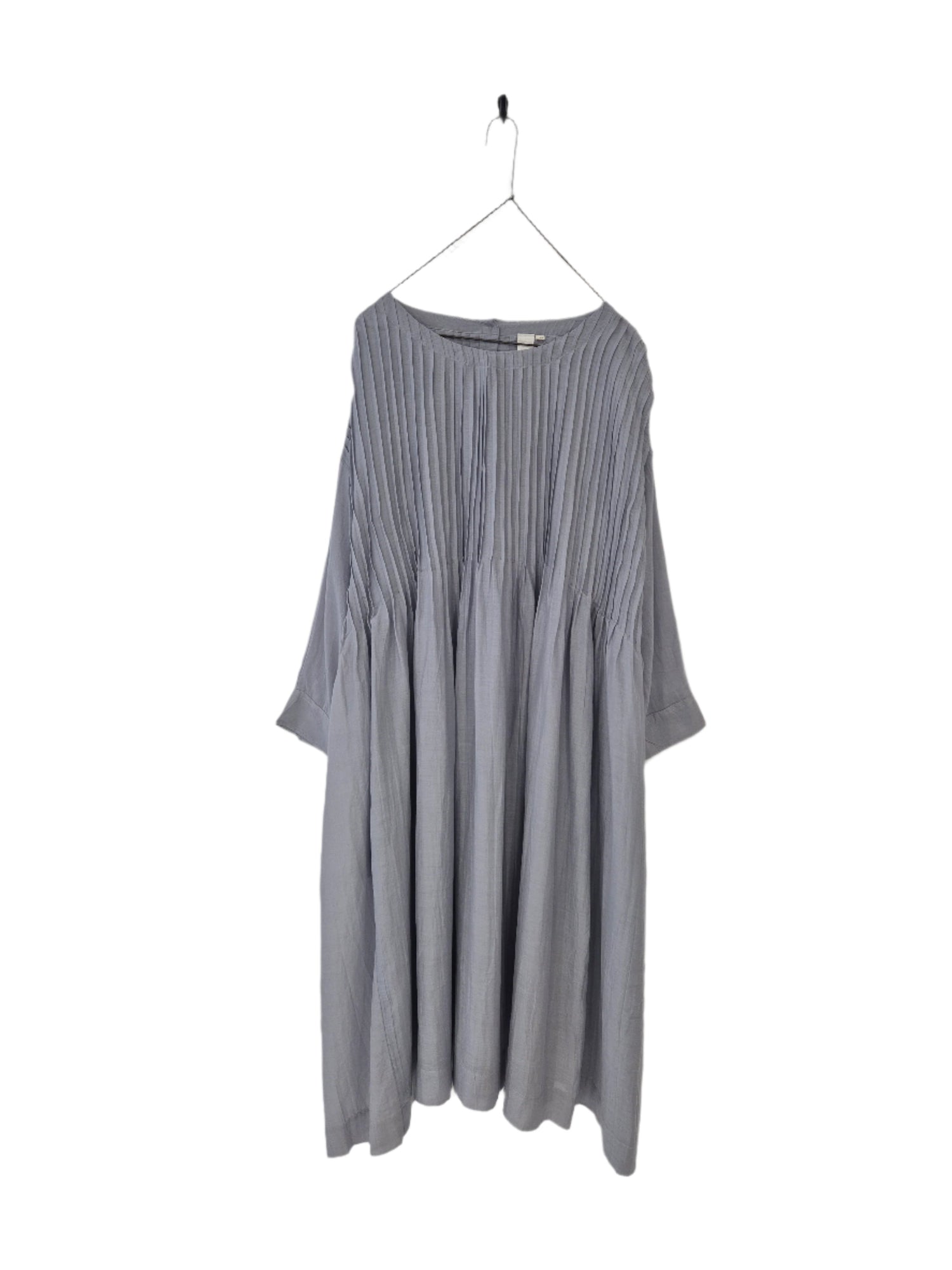 Alexandrine Long Sleeve Silk/Cotton Pleat Dress