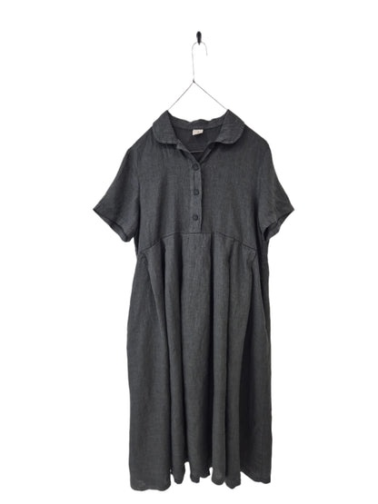 Vianne Linen Dress with Pleats and Side Pockets