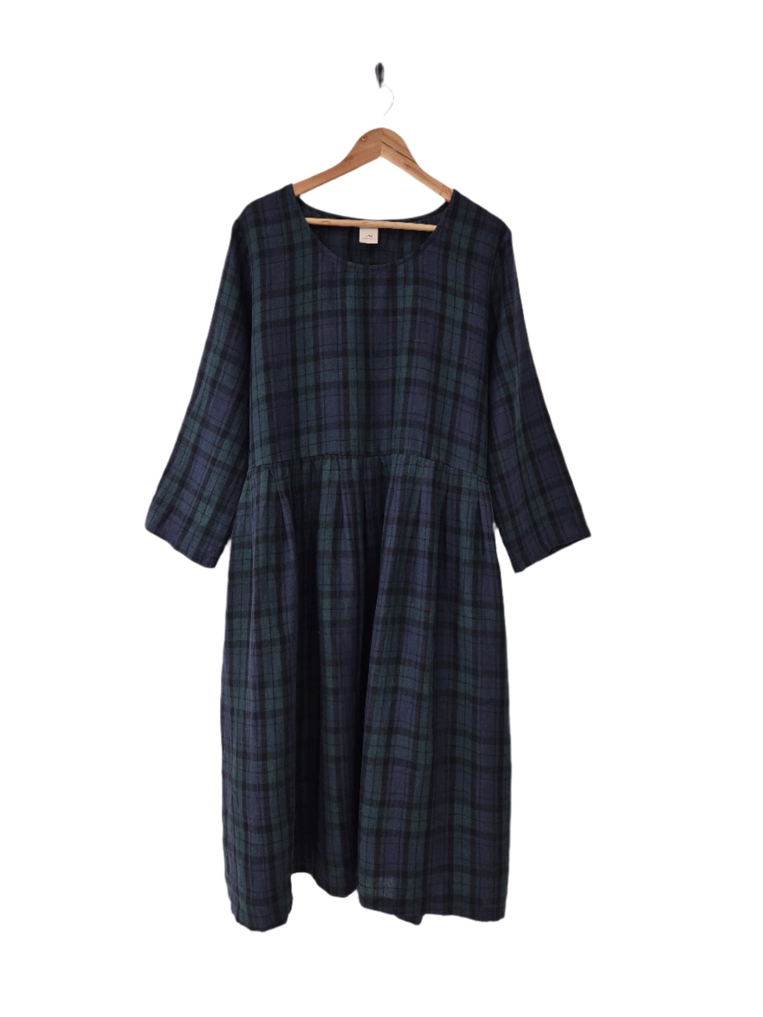 Journee French Linen Dress in Blue Tartan