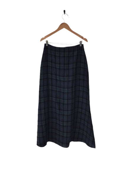 Francie French Linen Maxi Skirt in Blue Tartan