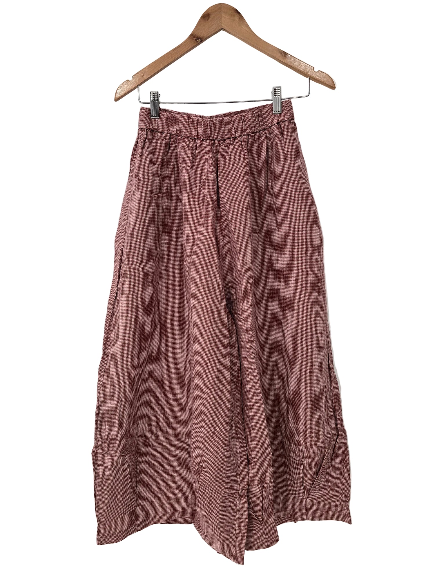 Eadie Linen Pants in Fine Houndstooth