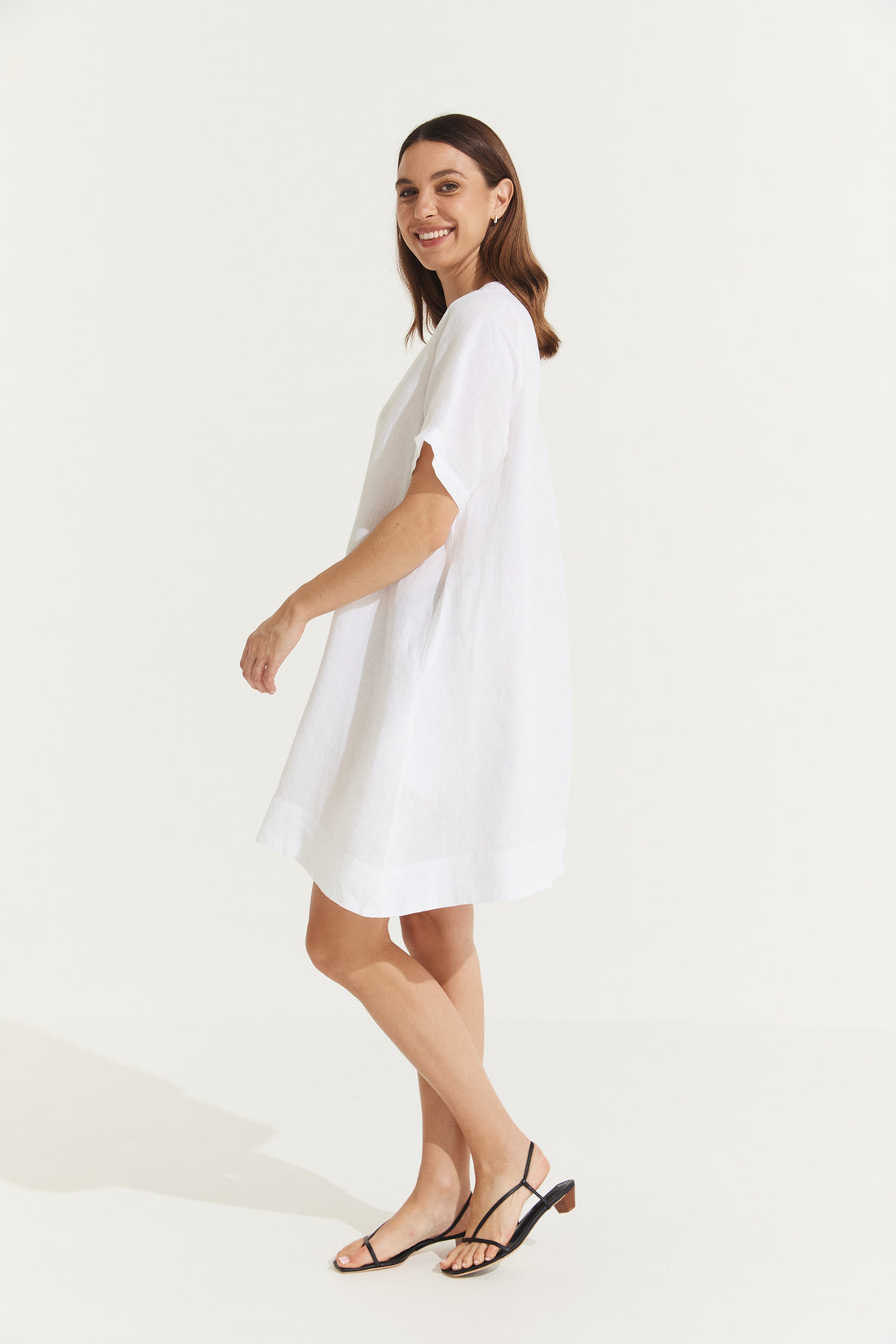 Nathalie Linen Shift T-Shirt Dress