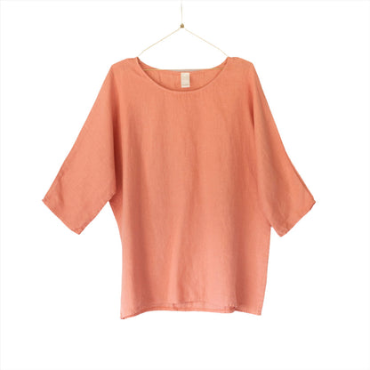 Loose Linen 3/4 Sleeve Top - Montaigne Paris