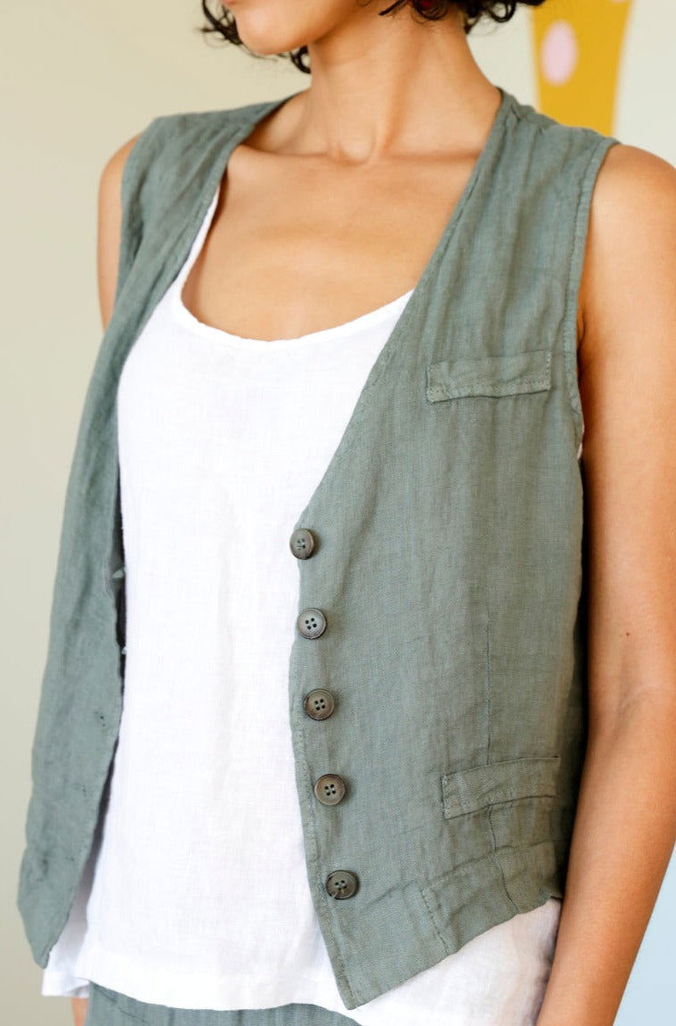 Chloe Linen Vest - Montaigne Paris