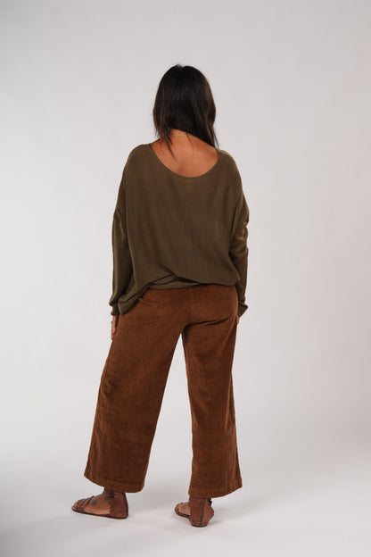 Rene Corduroy Cotton Wide Leg Pants