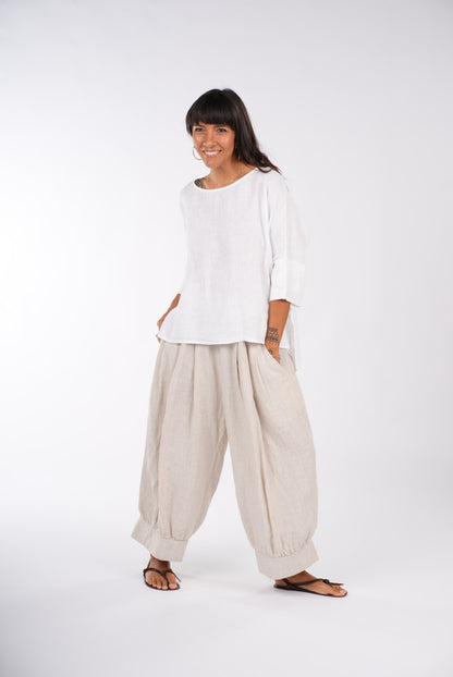 Desi Pants in Fine Houndstooth French Linen