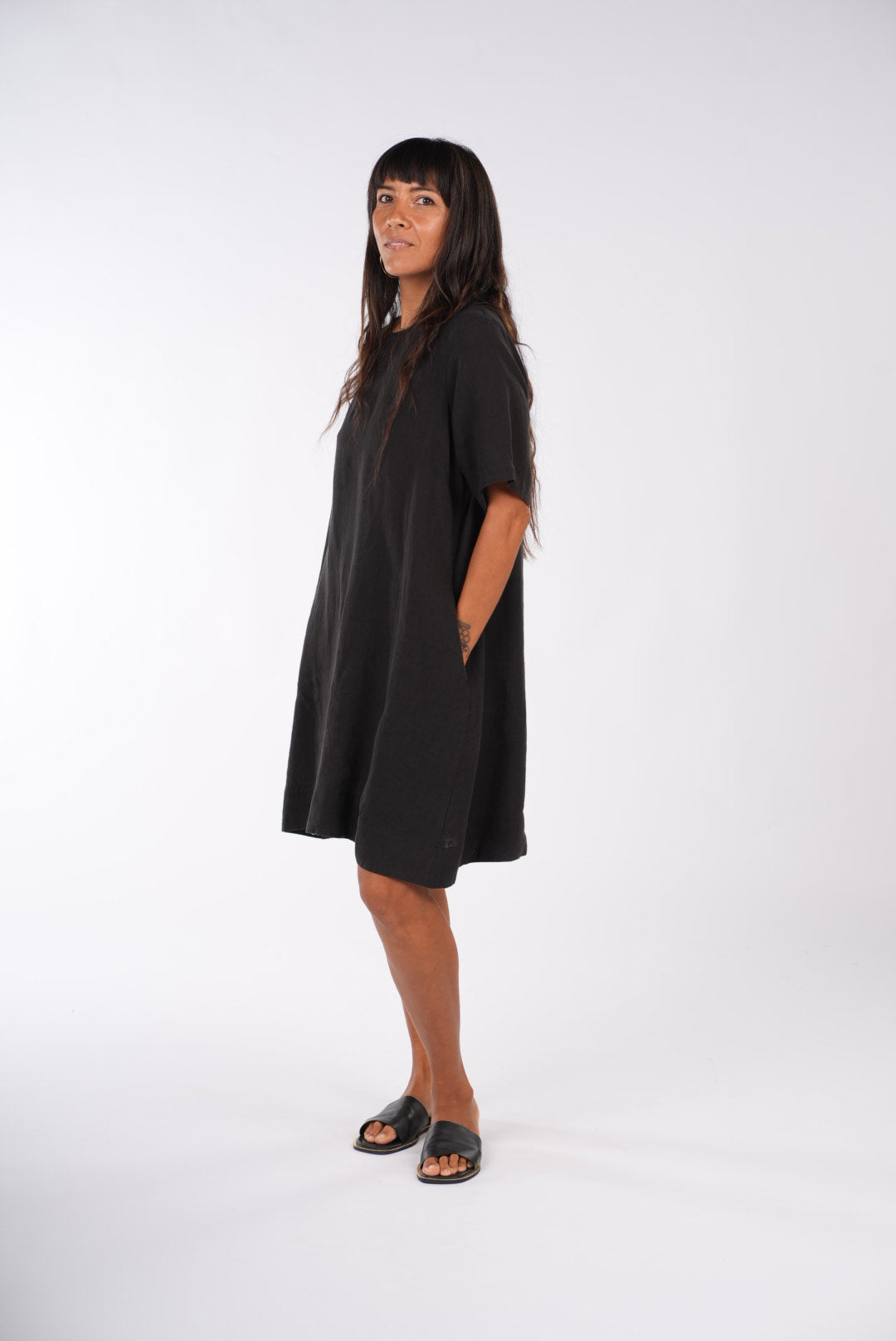 Nathalie Linen Shift T-Shirt Dress