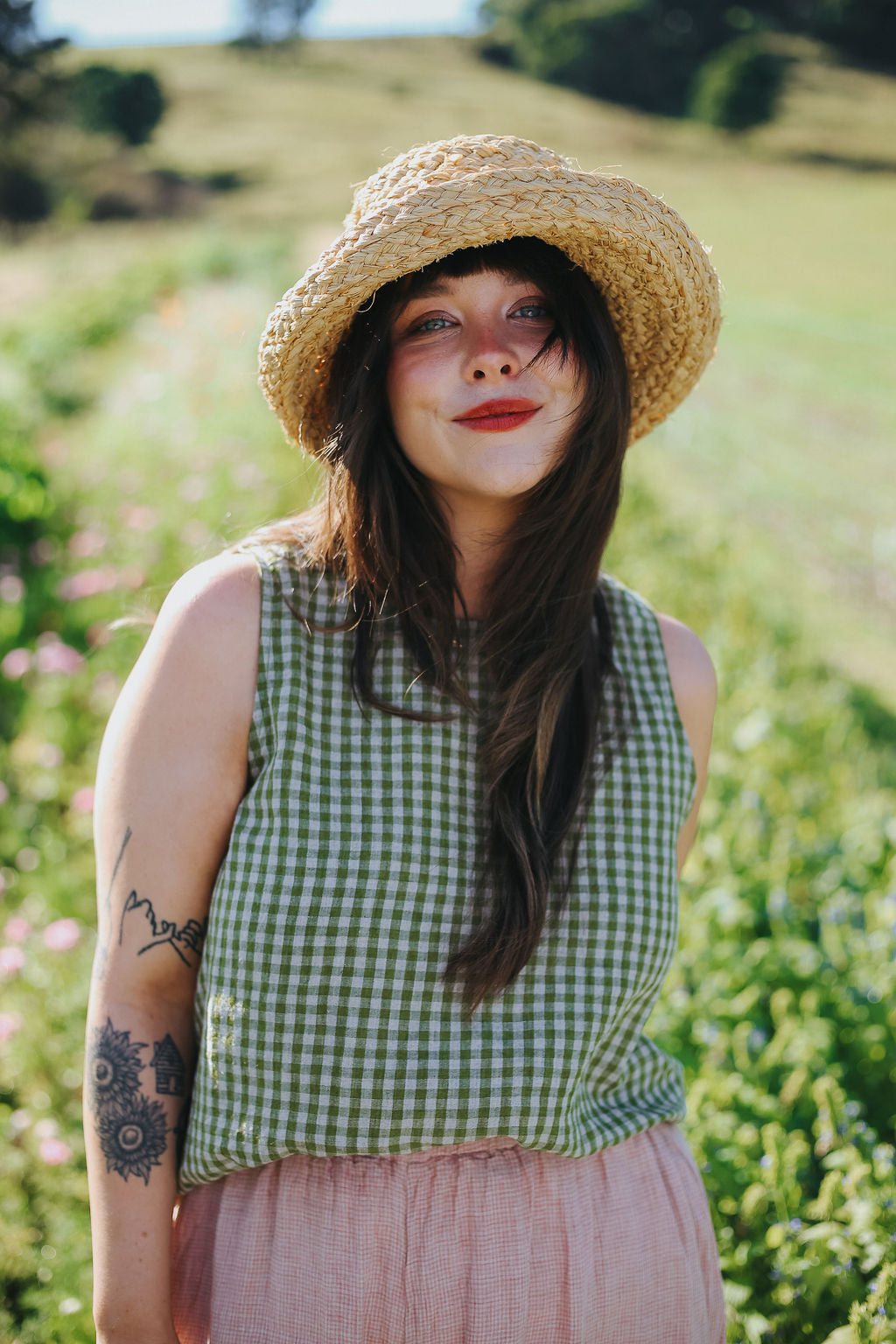 Ava Linen Cami in Gingham