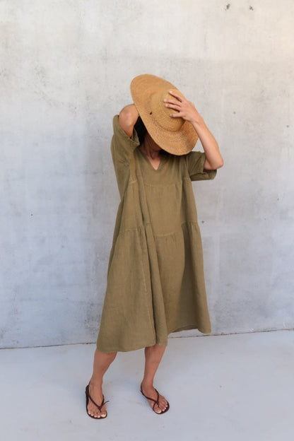 Louloute Linen Smock Dress with Pockets